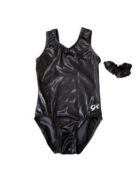GK ELITE Mystique Tank Gymnastics Leotard Girls CM 6-7 Black Shimmer Gym Leo